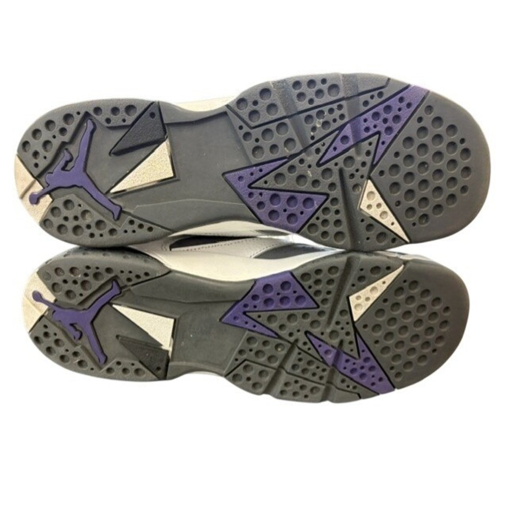 Air Jordan 7 Retro GS Flint 2021 White Grey Purple DJ2777-100 Mens 6Y - Picture 6 of 8